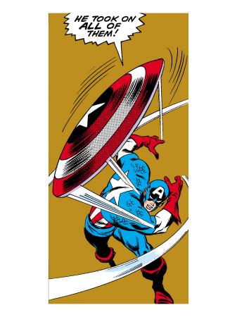 Download 'Marvel Comics Retro: Captain America Comic Panel, Throwing Shield' Prints | AllPosters.com