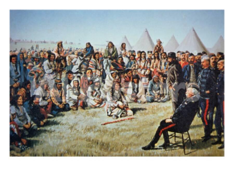 Chief Poundmaker Surrenders To General Middleton During The North