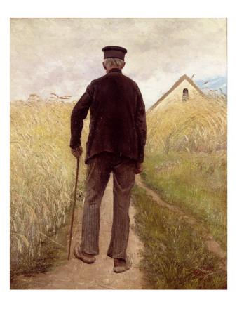 'Old Man Walking in a Rye Field' Giclee Print - Laurits Andersen Ring