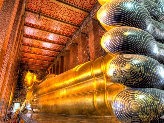 'Giant Reclining Buddha Inside Temple, Wat Pho, Bangkok, Thailand
