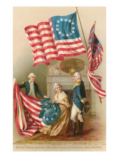 'Betsy Ross with First Flag' Prints - | AllPosters.com