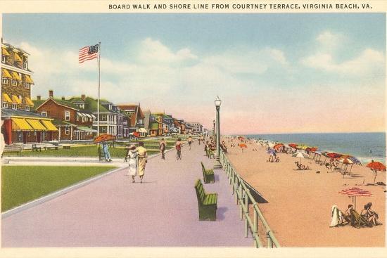 'Boardwalk and Beach, Virginia Beach, Virginia' Poster
