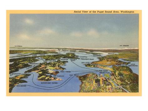 Perspective Map Of Puget Sound Washington