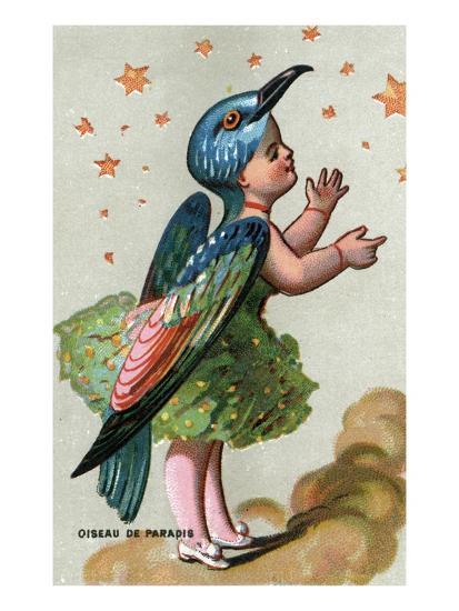 illustration of child dressed in bird of paradise costume giclee