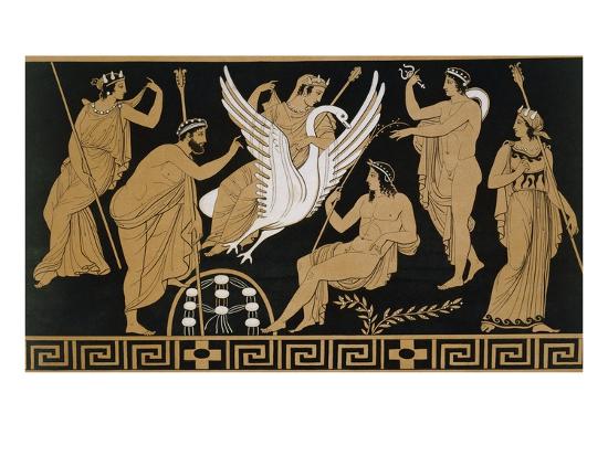 19th Century Greek Vase Illustration Of Zeus Abducting Leda In The