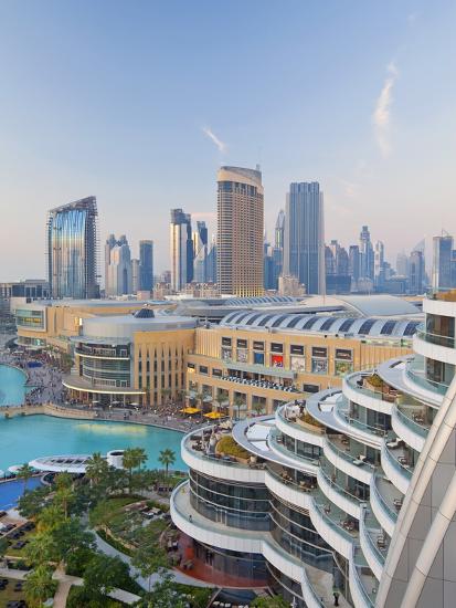 Dubai Skyline Elevated View Over The Dubai Mall And Burj Khalifa