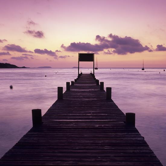 Pier At Dawn Plage De Santa Giulia South East Corsica Corsica France Mediterranean Europe