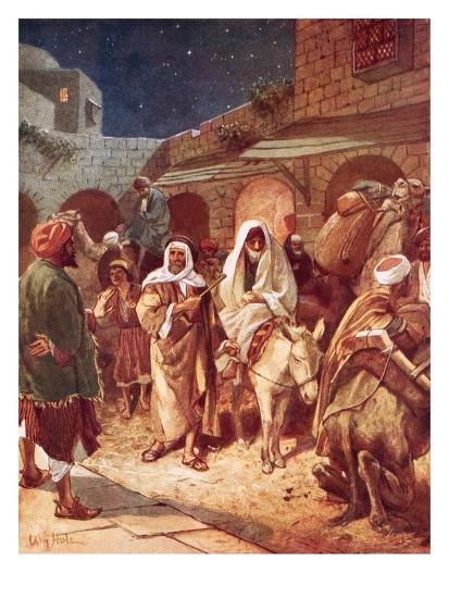 Joseph And Mary Arrive At Bethlehem But Find There Is No Room For Them At The Inn