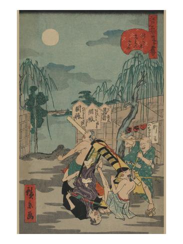 Porters Drop A Man Being Carried In A Sedan Chair