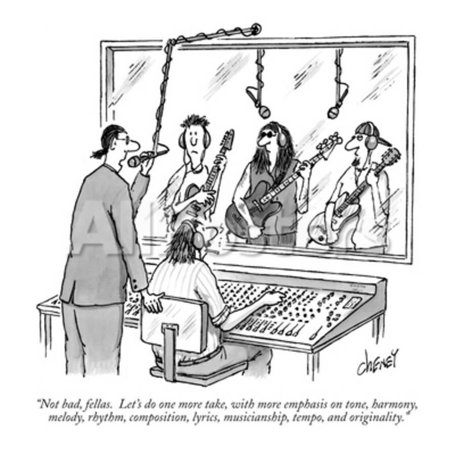 Not Bad Fellas Let S Do One More Take With More Emphasis On Tone Har New Yorker Cartoon