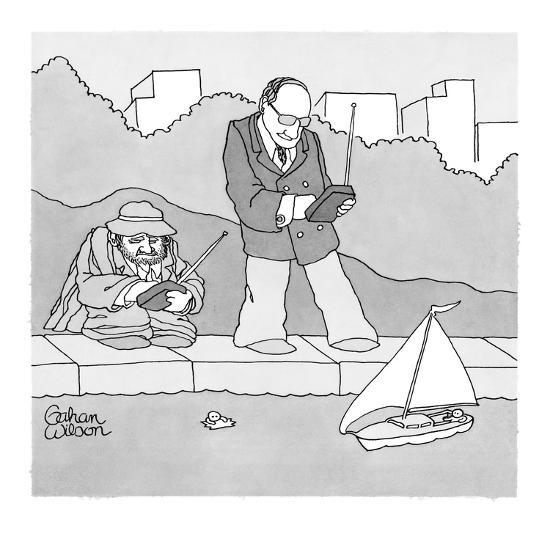 Rich Man And Poor Man Sit By The Fountain With Remote Control Boats The R New Yorker Cartoon Premium Giclee Print Gahan Wilson Allposters Com