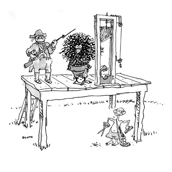 Bald Man Standing Under Guillotine With Scissors And Comb As Hairy Man Is New Yorker Cartoon Premium Giclee Print George Booth Allposters Com Bald Man Standing Under Guillotine With Scissors And Comb As Hairy Man Is New Yorker Cartoon Premium Giclee Print George Booth Allposters Com