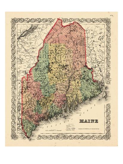 1855 maine state map 1855 maine united states giclee print