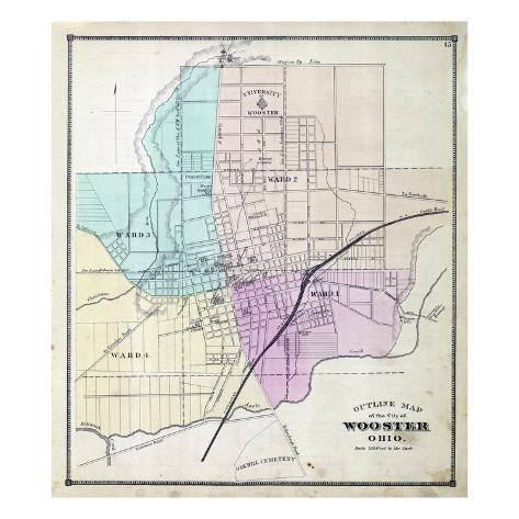 '1873, Index Map Wooster City, Ohio, United States' Giclee Print