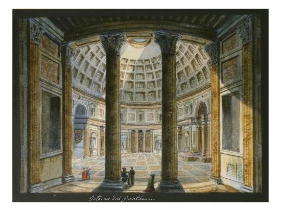 Interior Of The Pantheon Rome Gouache C 1820