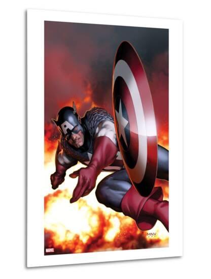 Download 'Captain America No.2 Cover: Captain America Jumping and Throwing his Shield' Metal Print ...