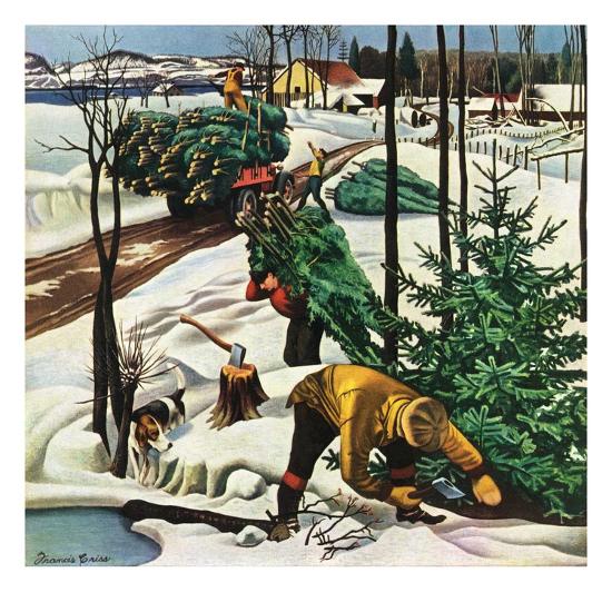 '"Harvesting Christmas Trees,"December 1, 1942' Giclee Print Francis Chase