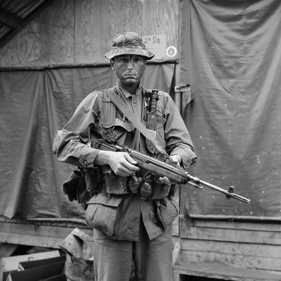 US Marine Sergeant Prepared To Go Into A Field Vietnam April 1967 