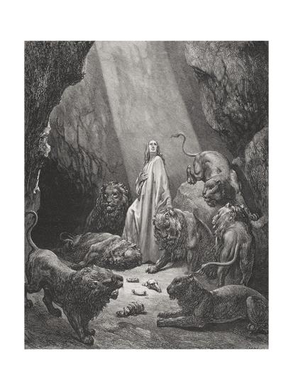 Daniel In The Den Of Lions Daniel 616 17 Illustration From Dores The Holy Bible Engraved - 