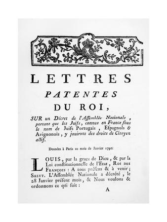Royal Letters Patent Granting Equal Rights For Portuguese Spanish And Avignonese Jews In France Giclee Print Allposters Com