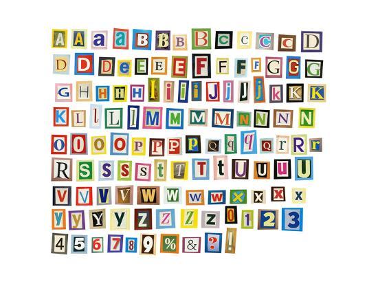 newspaper magazine alphabet with letters numbers