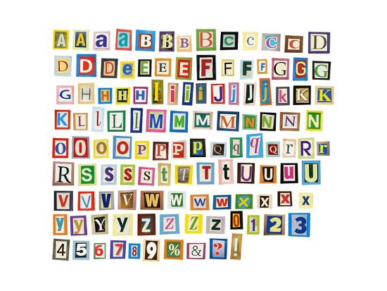 newspaper magazine alphabet with letters numbers