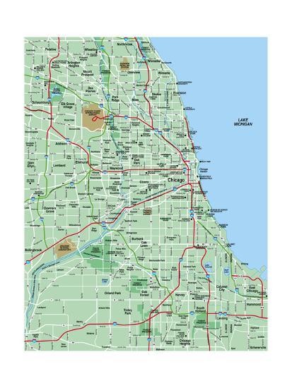 Greater Chicago Metropolitan Area Map Poster By Ordyce At Greater Chicago Metropolitan Area Map
