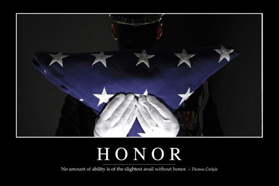 'Honor: Inspirational Quote and Motivational Poster' Photographic Print