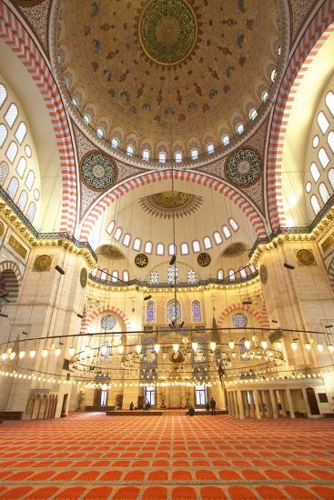 Interior Of Suleymaniye Mosque Unesco World Heritage Site Istanbul Turkey Europe