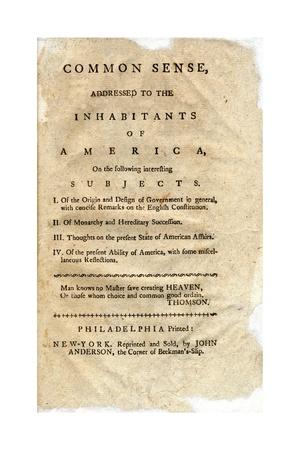 'Title Page from Thomas Payne's Common Sense Pamphlet' Giclee Print ...