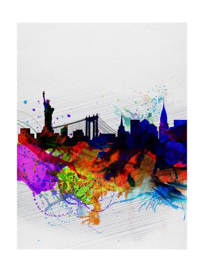 new york watercolor skyline 1 poster by naxart at apple business card
