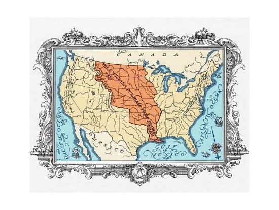 Map of the Louisiana Purchase from France in 1803 Giclee Print at 0