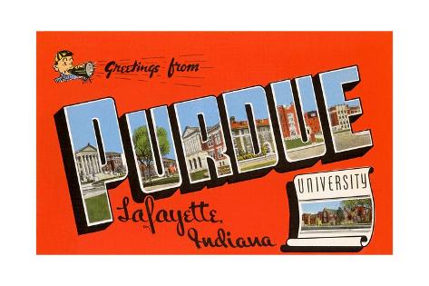 Greetings From Purdue University Lafayette Indiana Giclee Print