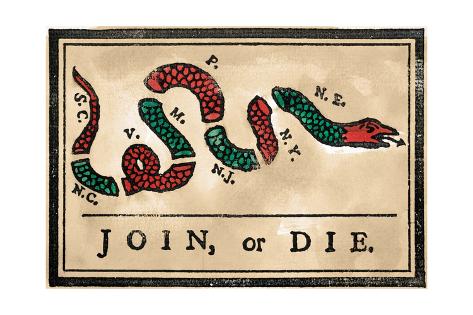 Join or Die Cartoon, 1754 Giclee Print at AllPosters.com