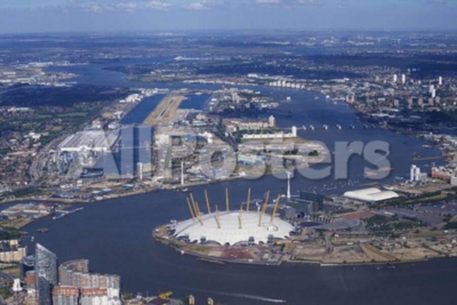 Aerial View Of London City Airport And O2 Arena London England United Kingdom Europe