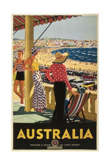 'Australia Travel Poster, Beach' Print | AllPosters.com