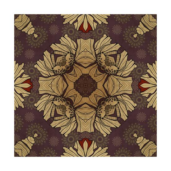 'Art Nouveau Geometric Ornamental Vintage Pattern in Beige, Violet and
