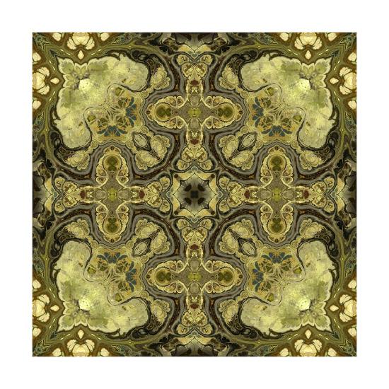 'Art Nouveau Geometric Ornamental Vintage Pattern in Green Colors