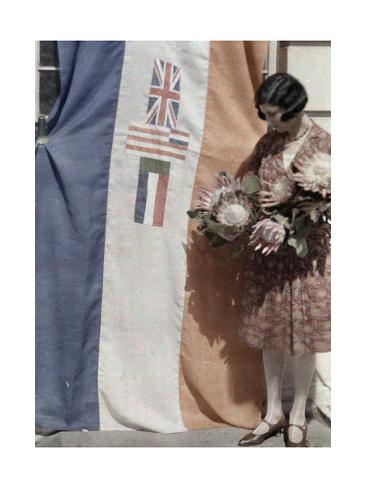 Miss Cape Town Stands With The Union Banner And National Flowers