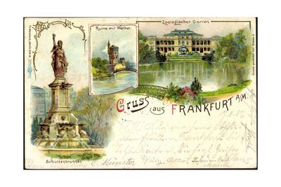 Litho Frankfurt Am Main Ruine Mit Weiher Schutzenbrunnen Zoologischer Garten Giclee Print At Allposters Com