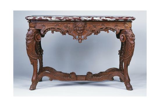 Louis Xiv Style Oak And Red Languedoc Marble Console Table France Louis Xiv Style Oak And Red Languedoc Marble Console Table France