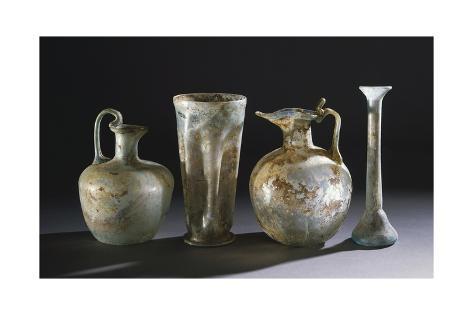 Glass Vases Uncovered in Pompeii, Campania, Italy Giclee Print at