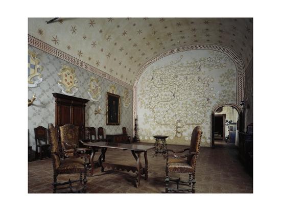 Italy Sant Angelo Lodigiano Morando Bolognini Castle Throne Room With Family Tree In Background