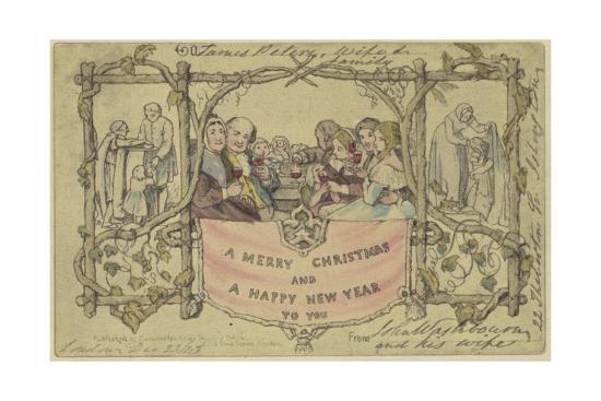 facsimile reproduction of the first christmas card giclee print by