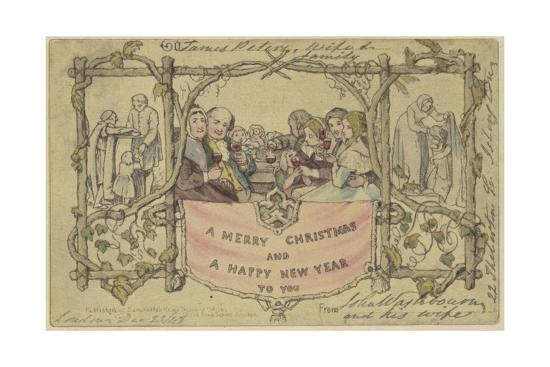 'Facsimile Reproduction of the First Christmas Card' Giclee Print - John Callcott Horsley ...