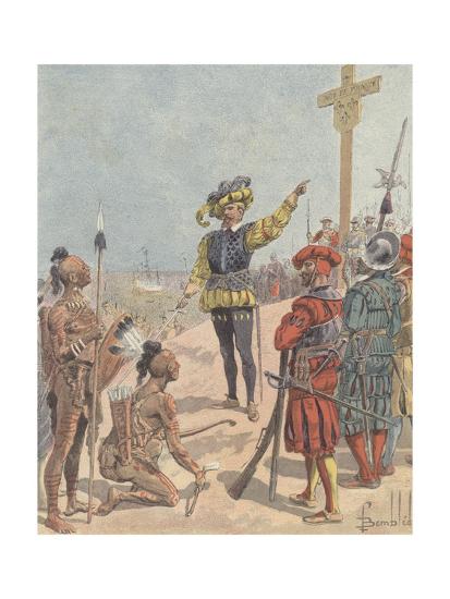 Jacques Cartier Claims French Possession of Gaspe Bay, Canada, 1534 Giclee Print by Louis ...