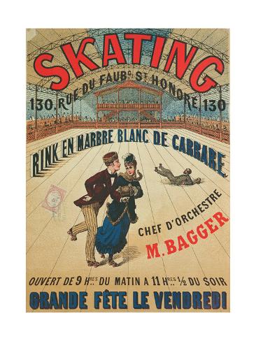'Poster Advertising a Roller Skating Rink in Paris, 1905' Giclee Print