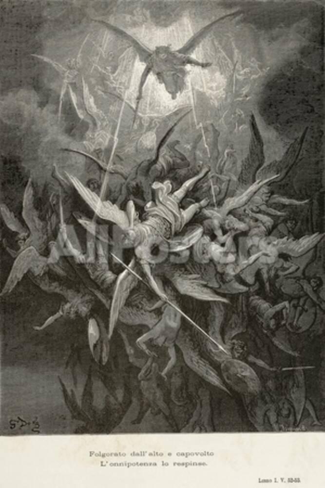 The Fall of Angels, Scene from Paradise Lost by John Milton Giclee ...