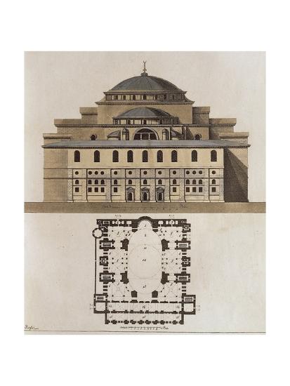 Floor Plan And Drawing Of Hagia Sophia In Istanbul