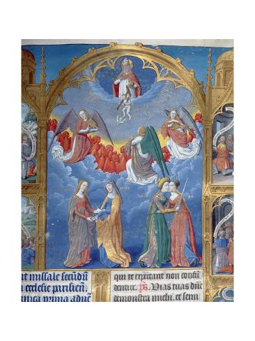 Ms 412 The Trinity Surrounded By Three Angels And Below Them Personifications Of Mercy And Truth